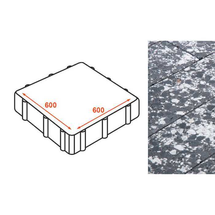Плита тротуарная Готика Granite FINO, Диорит 600х600х80 мм